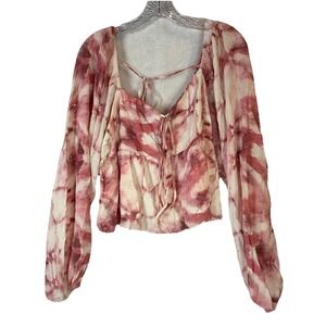 Lucy Paris Boho Tie Dye Peplum Top M Cottagecore Flowy Romantic